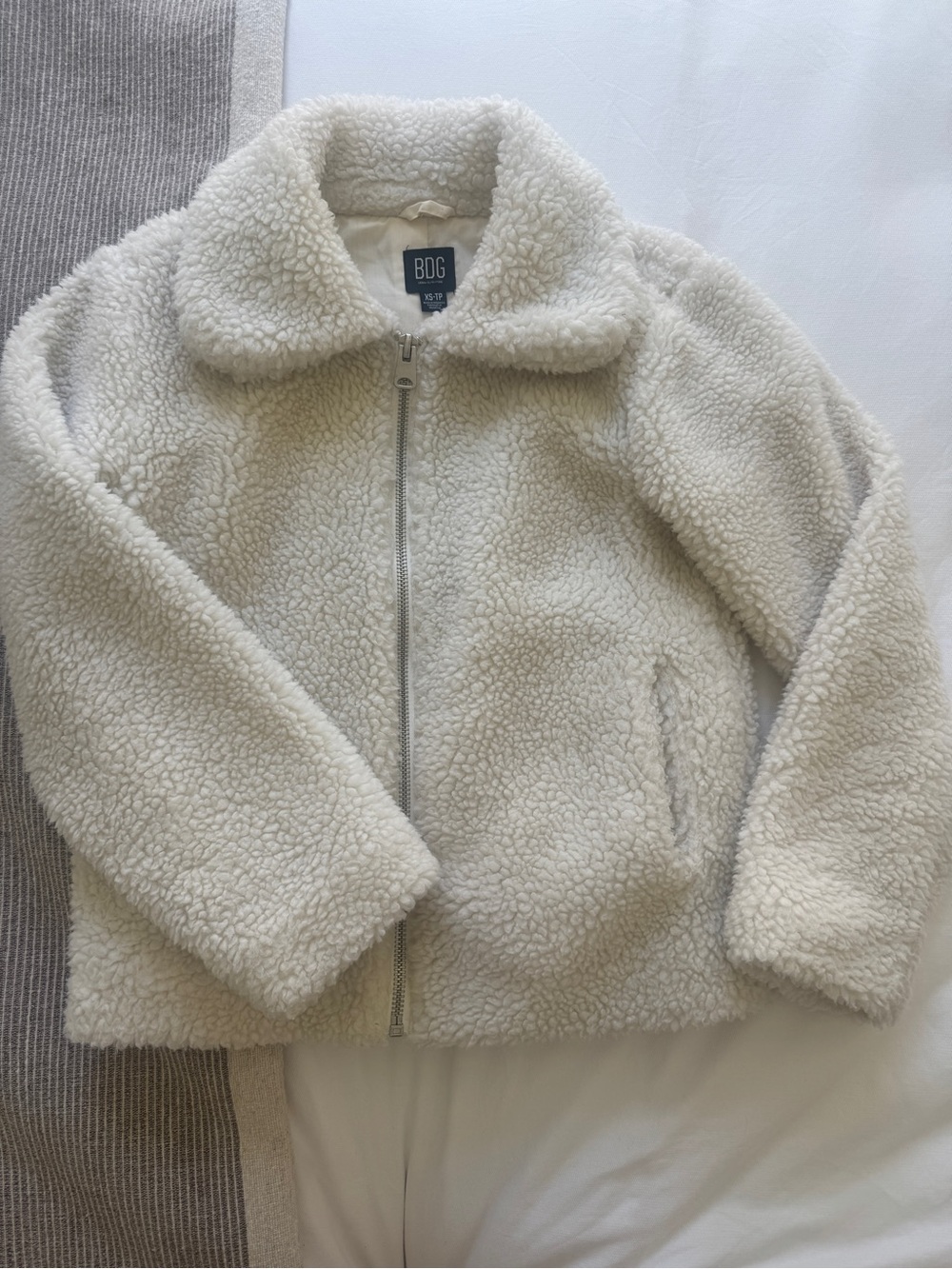 BDG Kids Cream Faux-Sherpa Zip Jacket